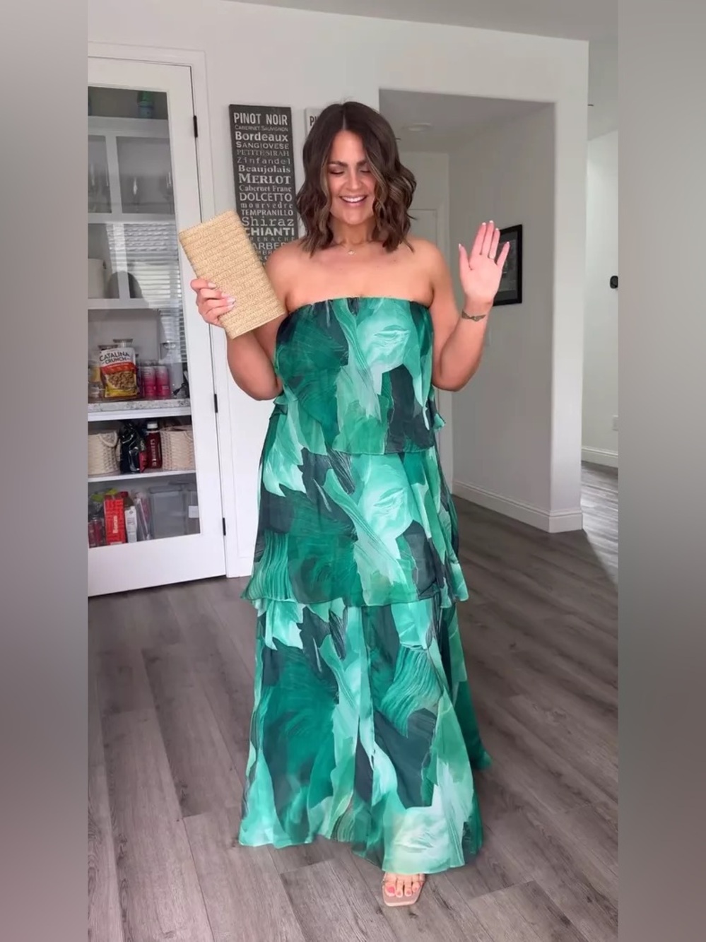 Petal & Pup Bloom Strapless Maxi Dress in Green Floral M - Picture 4 of 10